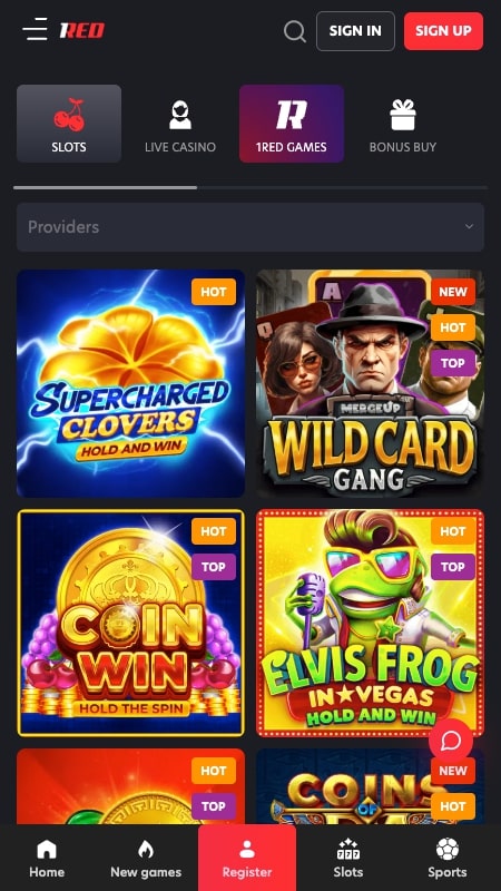 1Red casino-interface