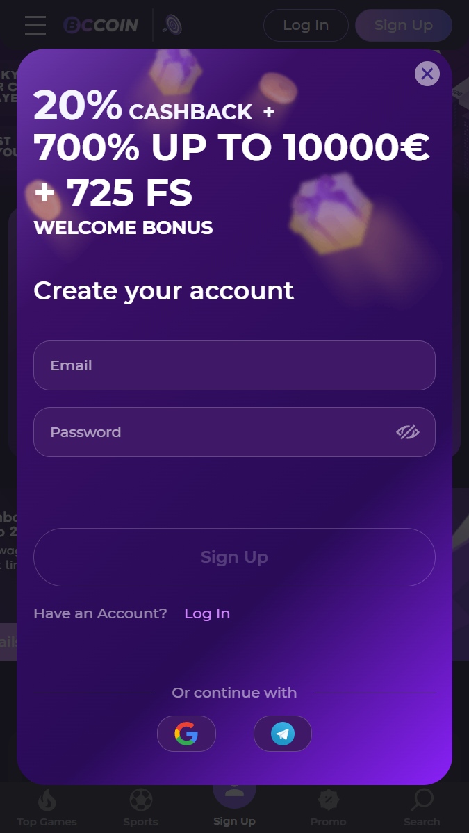 BCCoin-account aanmaken