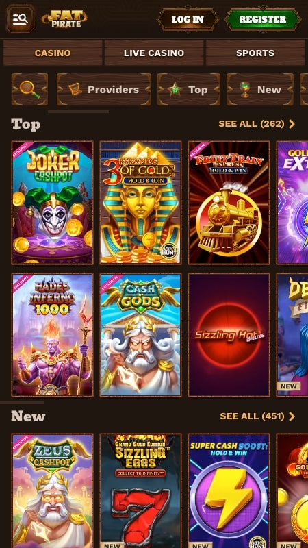 FatPirate casino-interface