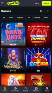 Populaire casinospellen bij Starzino